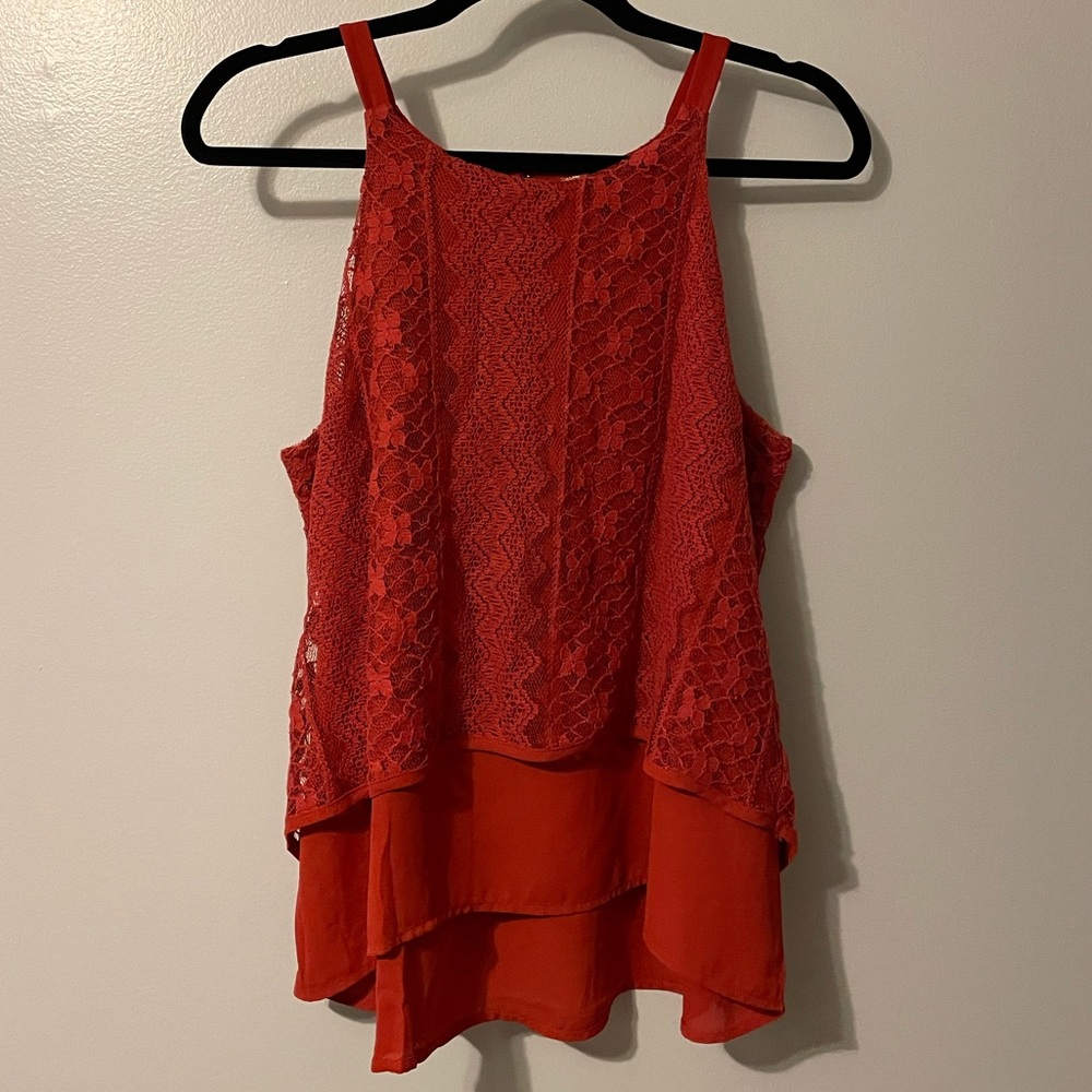 Burnt orange lace tank top